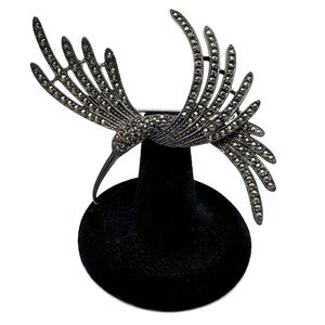 Judith Jack Sterling Silver and Marcasite Brooch Vintage Hummingbird Pin